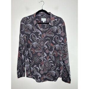 PURE Collection Top Womens 100% Silk Button Up Floral Paisley Size 8/10